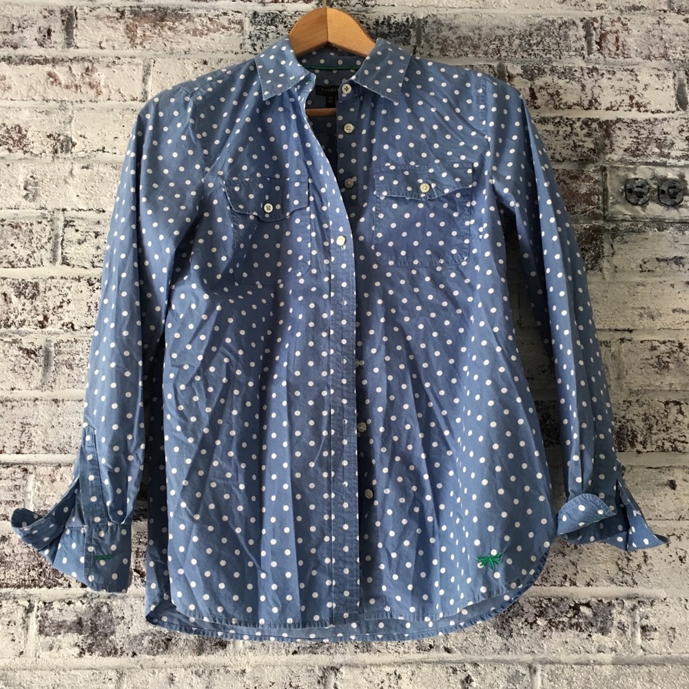 Talbots polka dot button down shirt